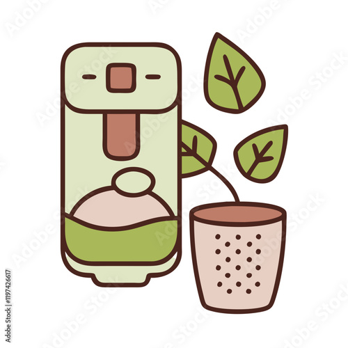 Water Purifier Icon with leaves in a minimalistic design