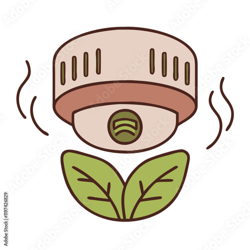 Carbon Monoxide Detector Icon with Leaves