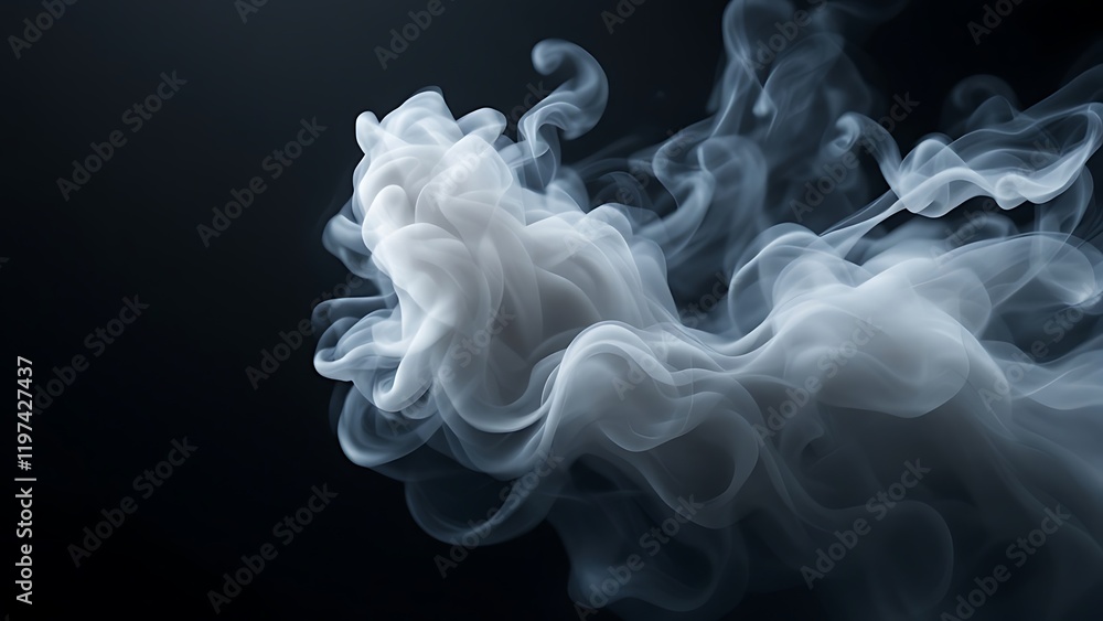 Fototapeta premium White smoke and mist overlay on black background, white dense smoke, cloud white