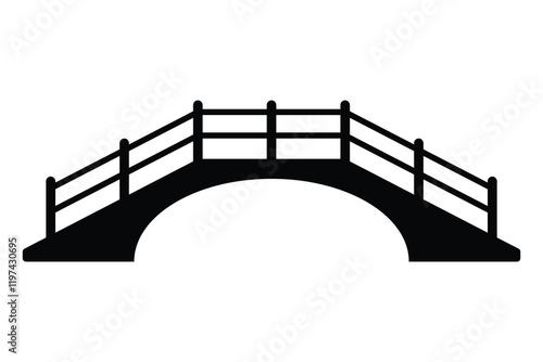 Bridge vector icon. Perfect for architecture, construction, or landscape illustrations. Black silhouette isolated on white background.