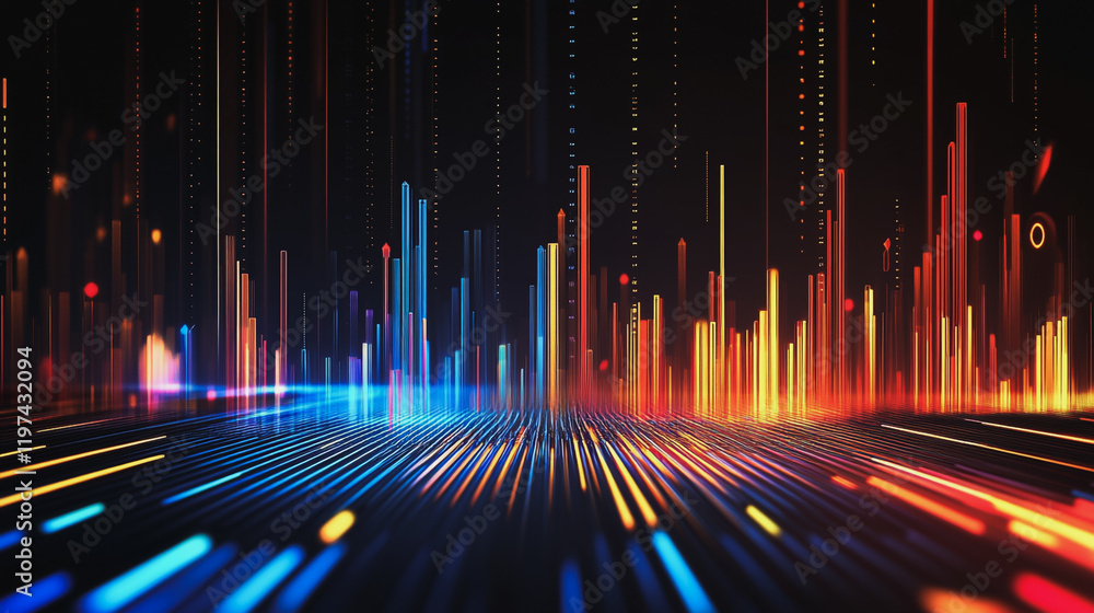 Abstract black background with Colorful charts and graphs with statistics to innovative analyze business potential and forecast future development of companies growth. Abstract black background with Colorful charts and graphs with statistics to innovative analyze business potential and forecast future development of companies growth.