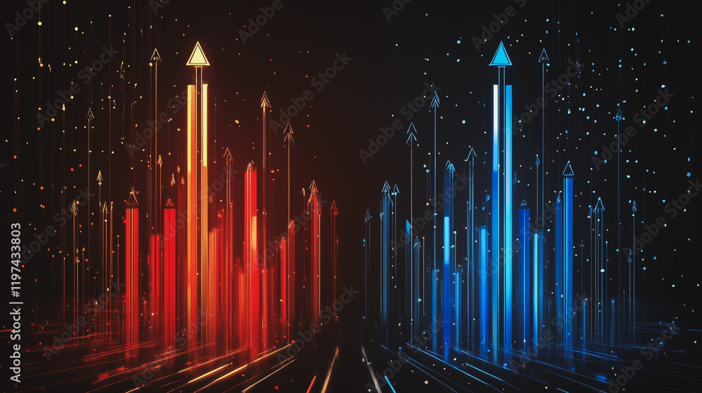 Abstract black background with Colorful charts and graphs with statistics to innovative analyze business potential and forecast future development of companies growth.