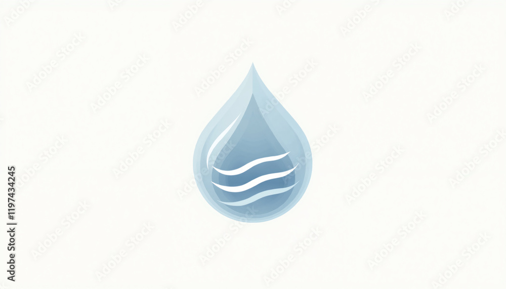 Water droplet with wave design on light background Water droplet with wave design on light background