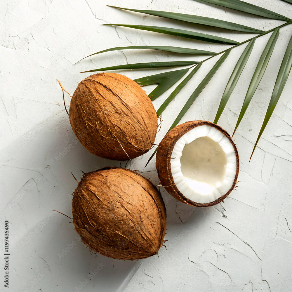 coconut on a white coconut on a white