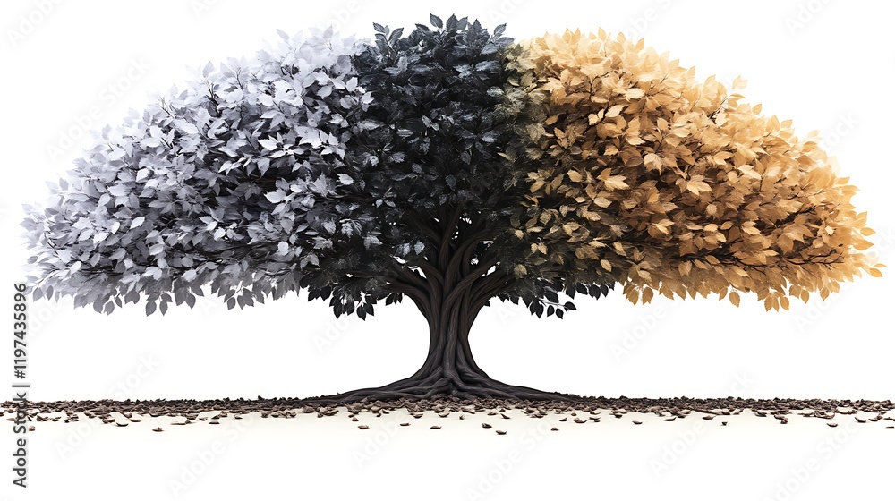 Obraz premium A tree displays the four seasons of the year