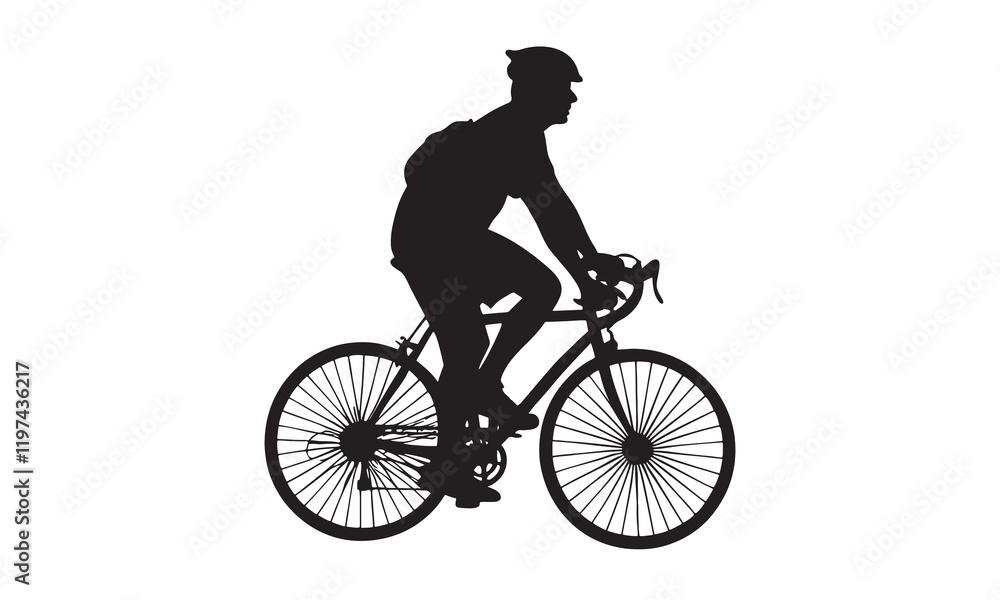 Fototapeta premium A bicycle vector silhouette is a minimalist graphic representation of a bicycle, typically rendered in a flat, monochromatic style.