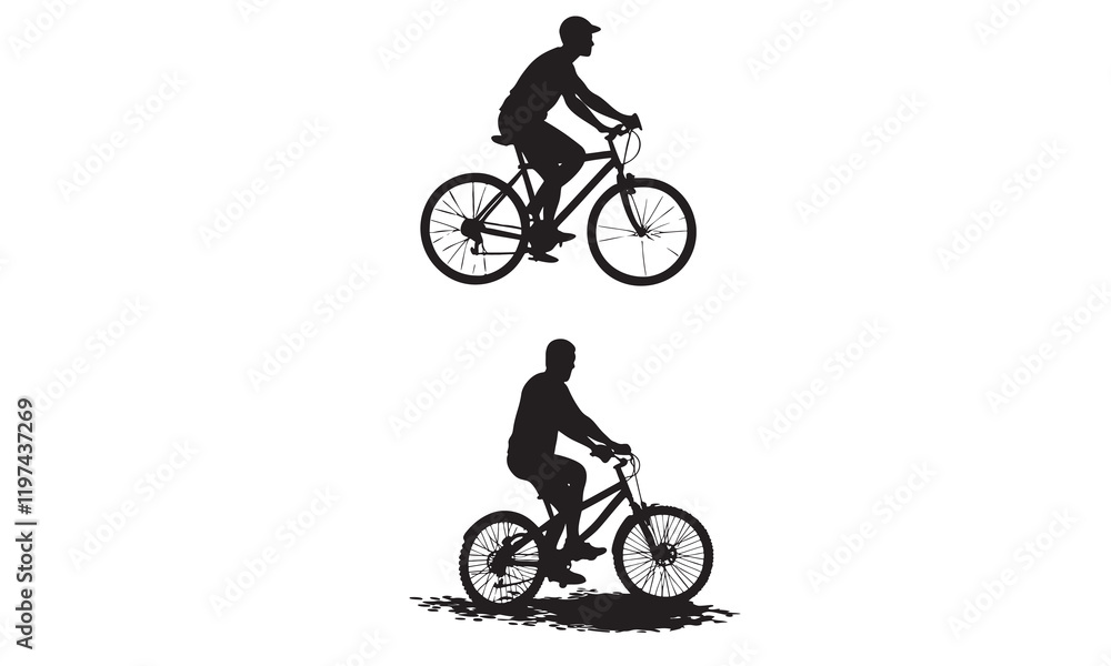 Fototapeta premium A bicycle vector silhouette is a minimalist graphic representation of a bicycle, typically rendered in a flat, monochromatic style.