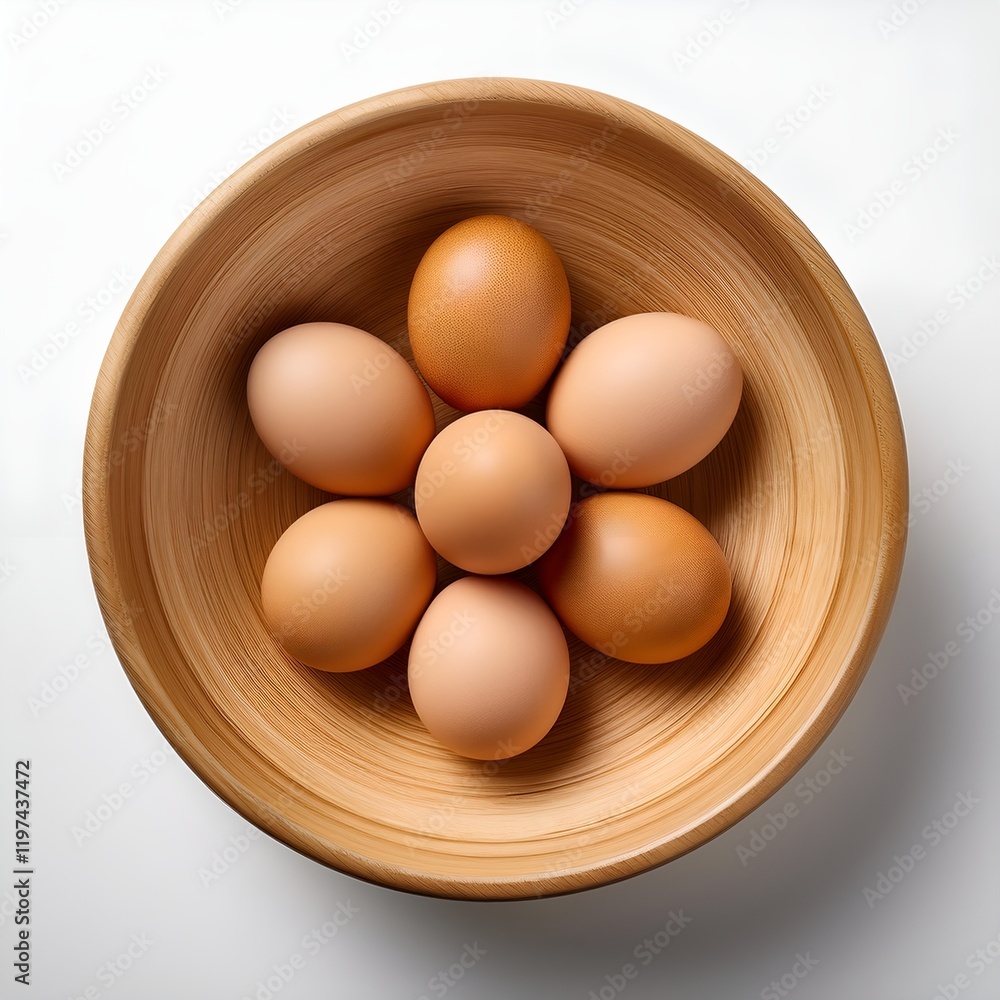 Symmetrical Arrangement of Brown Eggs in Bamboo Bowl Symmetrical Arrangement of Brown Eggs in Bamboo Bowl