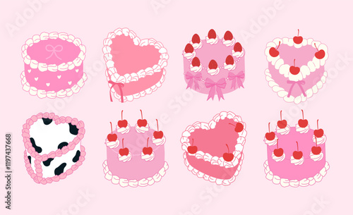 Cute girlish cakes flat style