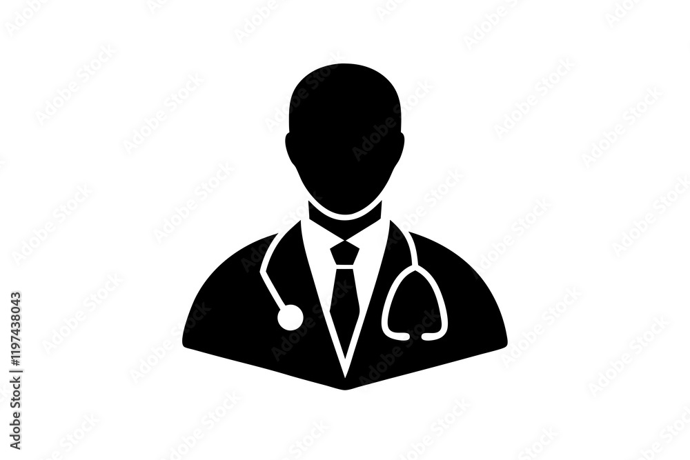 doctor with stethoscope Silhouette vector, doctor with stethoscope icon doctor with stethoscope Silhouette vector, doctor with stethoscope icon