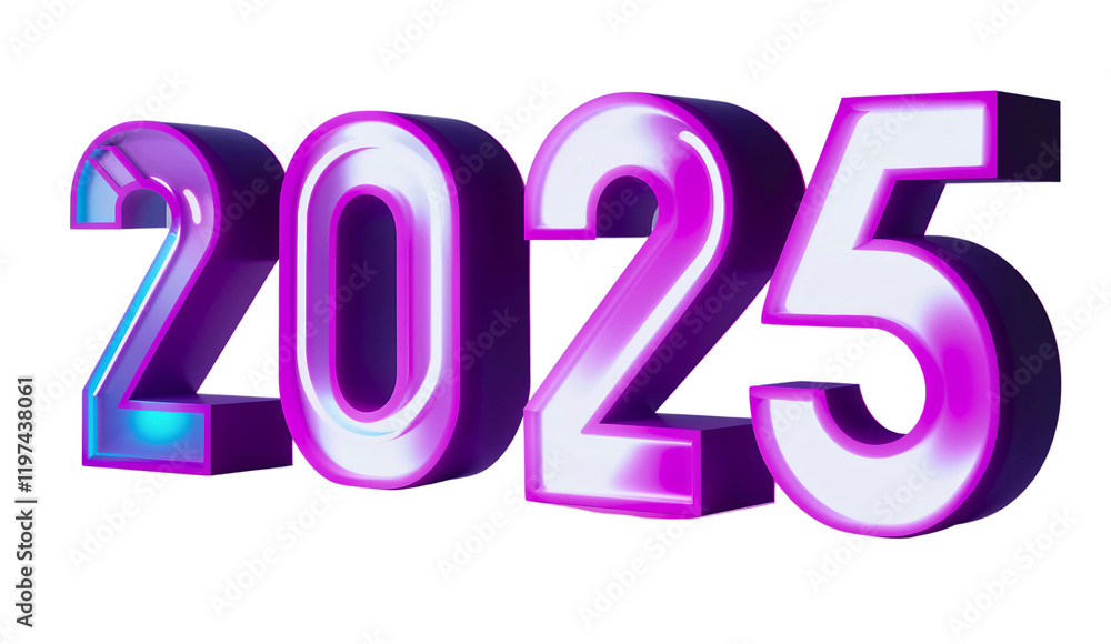 Neon Numbers 2025 on White Background - Happy New Year and Merry Christmas 3D Creative Design Vector Illustration for Festive Greetings, Decorations, and Celebrations Neon Numbers 2025 on White Background - Happy New Year and Merry Christmas 3D Creative Design Vector Illustration for Festive Greetings, Decorations, and Celebrations