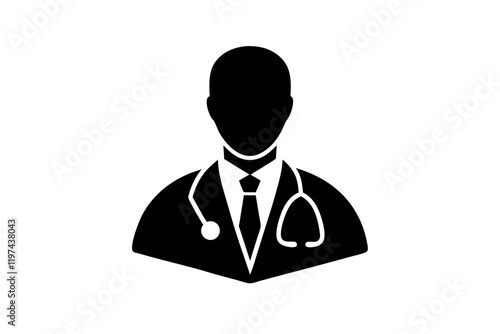 doctor with stethoscope Silhouette vector, doctor with stethoscope icon