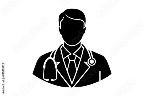 doctor with stethoscope Silhouette vector, doctor with stethoscope icon