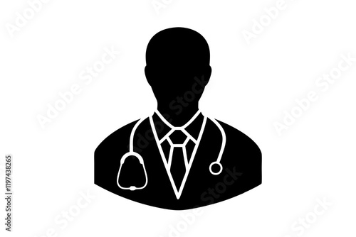 doctor with stethoscope Silhouette vector, doctor with stethoscope icon