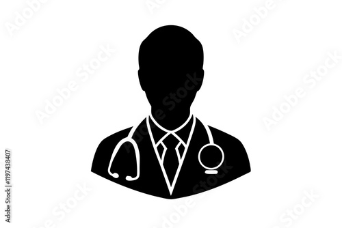 doctor with stethoscope Silhouette vector, doctor with stethoscope icon