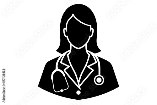 doctor with stethoscope Silhouette vector, doctor with stethoscope icon