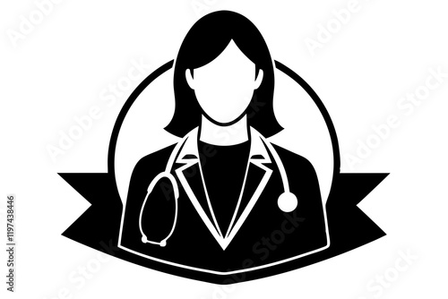 doctor with stethoscope Silhouette vector, doctor with stethoscope icon