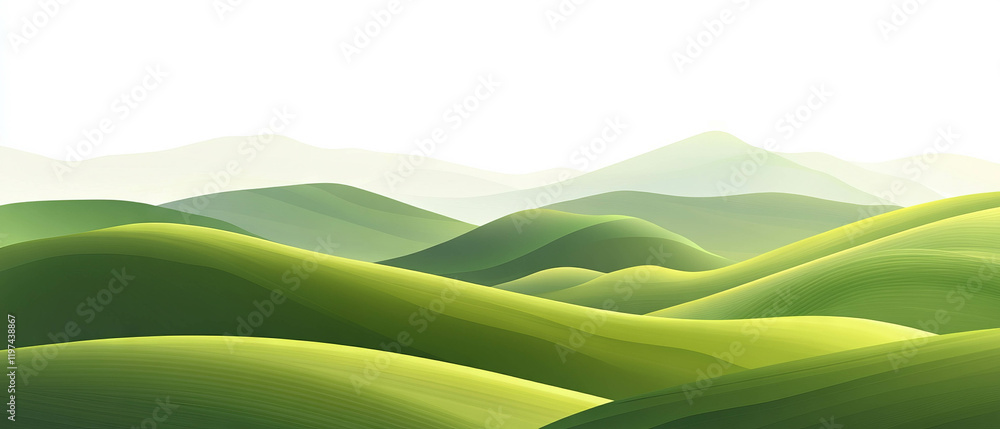 Obraz premium Rolling green hills create a peaceful and serene landscape in gentle undulations