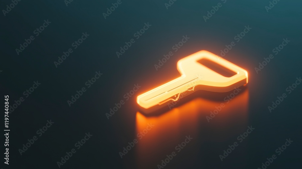 Illuminated Key of Success - Unlocking Limitless Opportunities with Glowing Futuristic Key on Sleek Surface Illuminated Key of Success - Unlocking Limitless Opportunities with Glowing Futuristic Key on Sleek Surface