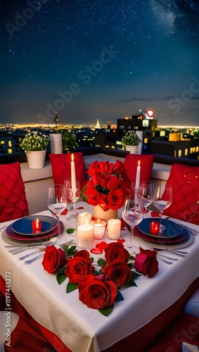 Romantic Valentine’s Day Dinner Table for Couple - Intimate Celebration of Love