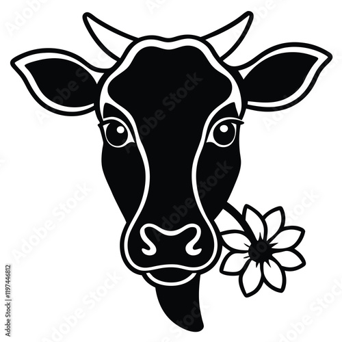 vector silhouette of a cow's head