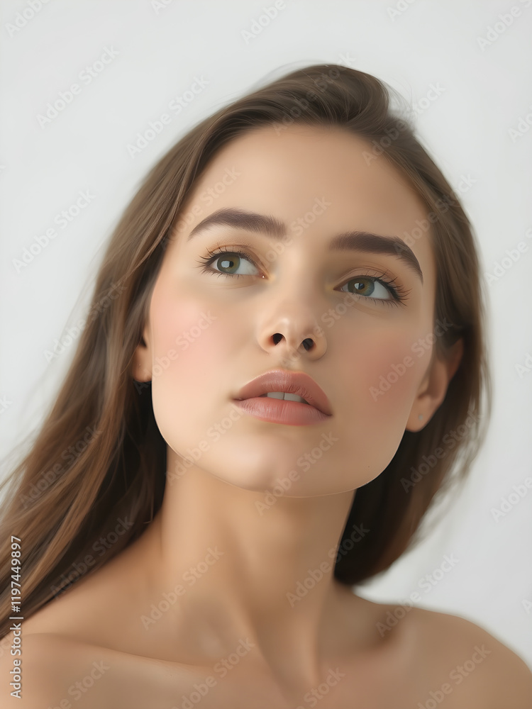 Elegant Female Model with Pristine Skin, beautiful hair and lips in Fashionable Beauty Portrait. Generative AI Elegant Female Model with Pristine Skin, beautiful hair and lips in Fashionable Beauty Portrait. Generative AI