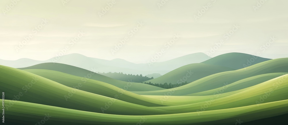 Lush Green Hills and Fields Landscape with Copy Space for Text Placement Lush Green Hills and Fields Landscape with Copy Space for Text Placement