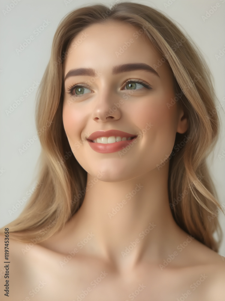 Elegant Female Model with Pristine Skin, beautiful hair and lips in Fashionable Beauty Portrait. Generative AI Elegant Female Model with Pristine Skin, beautiful hair and lips in Fashionable Beauty Portrait. Generative AI
