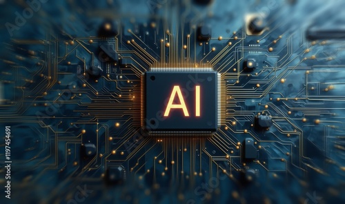 AI circuit board, chip innovation. Artificial Intelligence technology. Digital future technology. AI, artificial intelligence Future digital background.