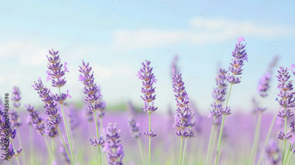 Lavender Field Under a Clear Blue Sky in Springtime Bliss Lavender Field Under a Clear Blue Sky in Springtime Bliss