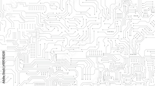 Technology black circuit diagram concept.  Vector abstract technology on white background. High-tech circuit board connection system.