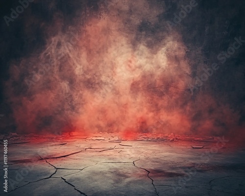 Apocalyptic Red Smoke Scene Cracked Ground Background