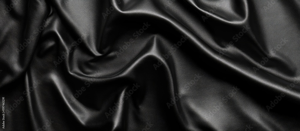 Fototapeta premium Black Faux Leather Texture Background with Smooth Silky Appearance Ideal for Graphic Design and Text Placement in Professional Settings