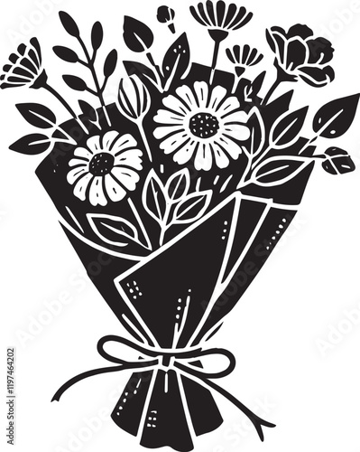 Beautiful Flower bouquet silhouette vector illustration isolated on a white background