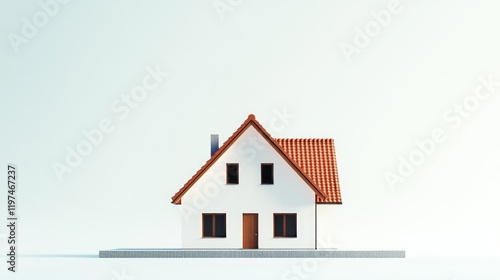 Wallpaper Mural Minimalist model of a small house with a red tiled roof and white walls on a light background with Copy Space for text placement Torontodigital.ca