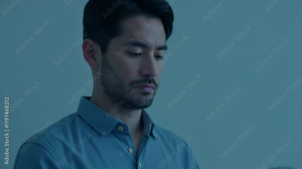 Close-up of a man focused on his smartphone while digital notifications appear, highlighting communication in modern life Close-up of a man focused on his smartphone while digital notifications appear, highlighting communication in modern life