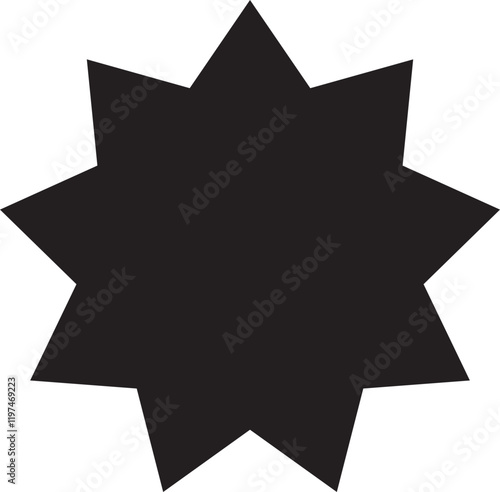 Black star shape vector, isolated svg, bubble icon