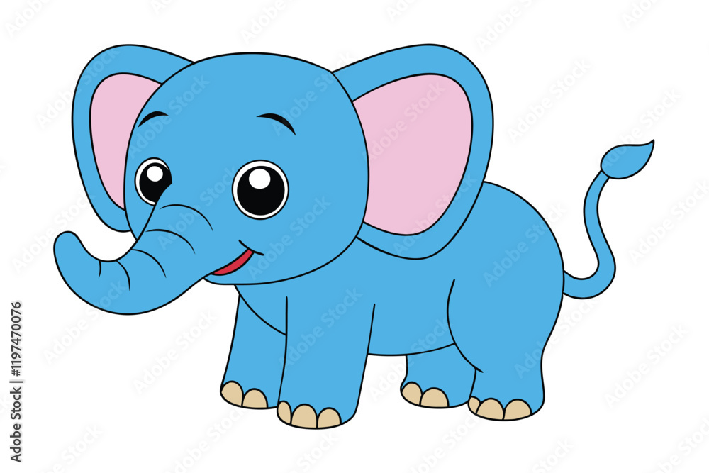 Naklejka premium Cute Animal Kawaii Vector art in Illustration on White Background