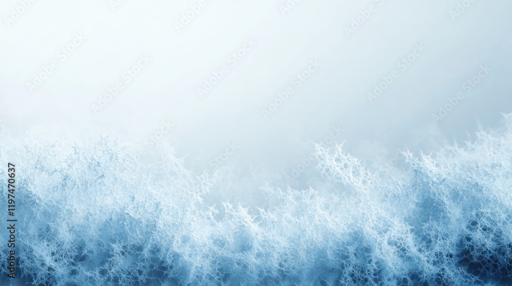 Blue frosty snowflake background with abstract ice texture and soft gradient light Copy Space