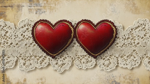 vintage-inspired Valentins Day card with a classic lace border, photo