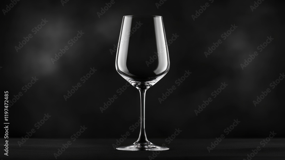 Elegant wine glass on a dark background with copy space for text and branding in a minimalistic and sophisticated presentation. Elegant wine glass on a dark background with copy space for text and branding in a minimalistic and sophisticated presentation.