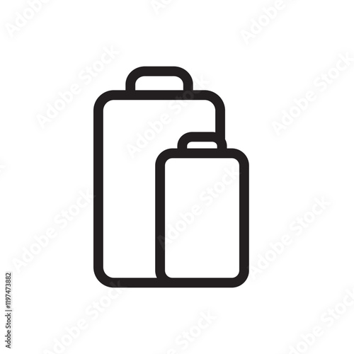 Icon with two battery segments, representing moderate charge. Ideal for tech interfaces, apps, and device power indicators. Clean, modern vector design.