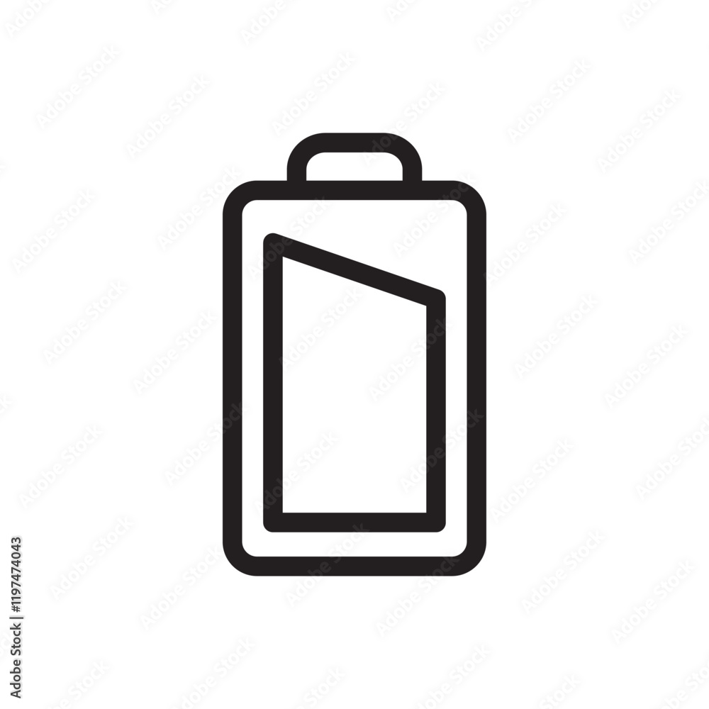 Battery icon showing a slight reduction in charge, indicating moderate power loss. Suitable for tech interfaces, apps, and energy-related status displays. Clean and modern vector design. Battery icon showing a slight reduction in charge, indicating moderate power loss. Suitable for tech interfaces, apps, and energy-related status displays. Clean and modern vector design.