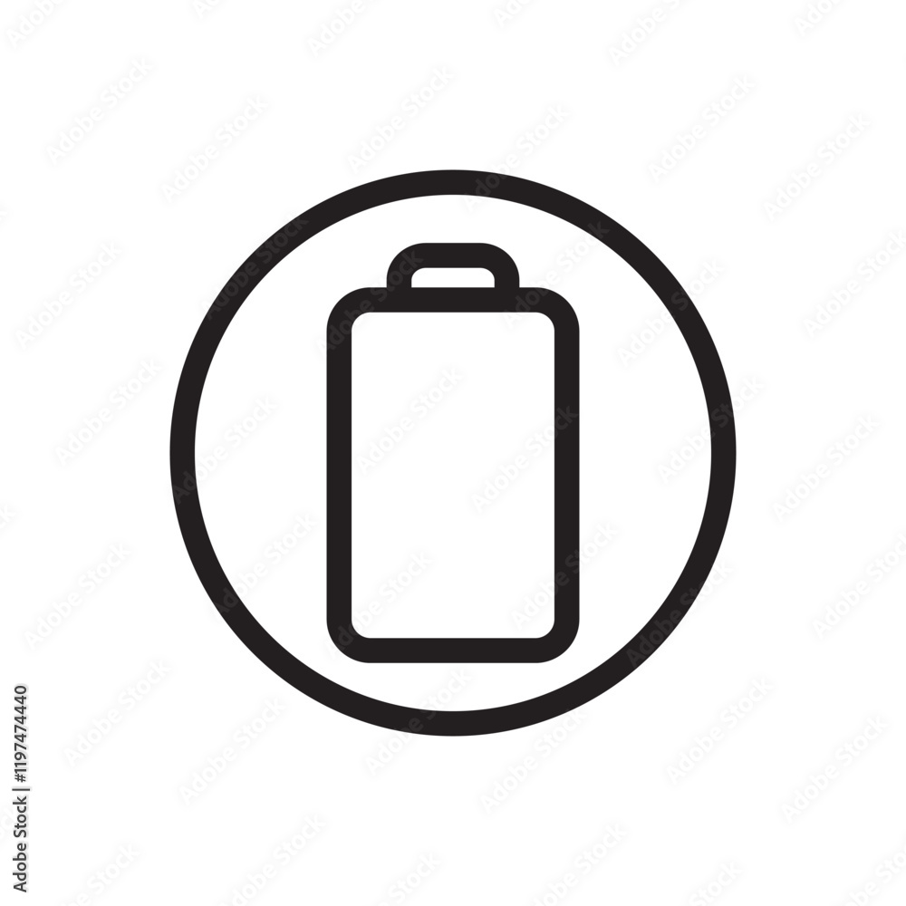 Battery icon enclosed in a circle, symbolizing power status or energy focus. Suitable for tech interfaces, apps, and modern design projects. Clean and versatile vector format. Battery icon enclosed in a circle, symbolizing power status or energy focus. Suitable for tech interfaces, apps, and modern design projects. Clean and versatile vector format.