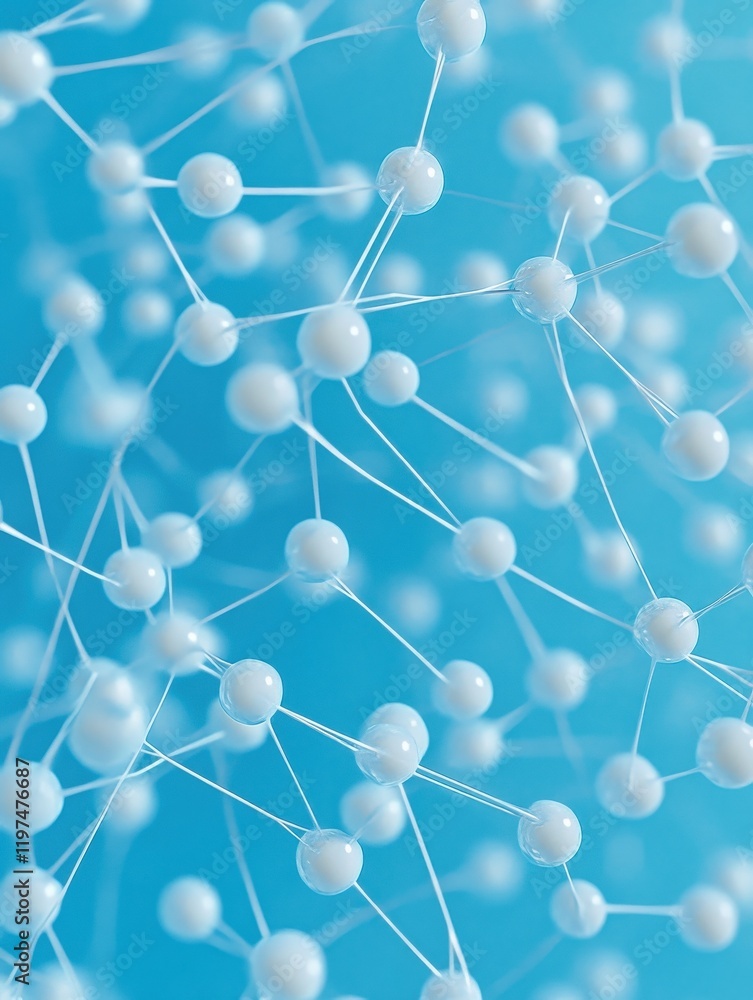 Abstract connected dots on bright blue background. 3D Rendering Abstract connected dots on bright blue background. 3D Rendering