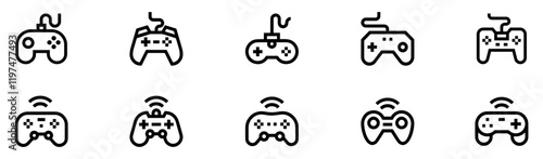 Gaming controller icon set. Silhouette style. Game console. Joystick icon collections. Gamepad icon set. Video game controller, joystick, console icon. Vector Illustration. Vector Graphic. EPS 10