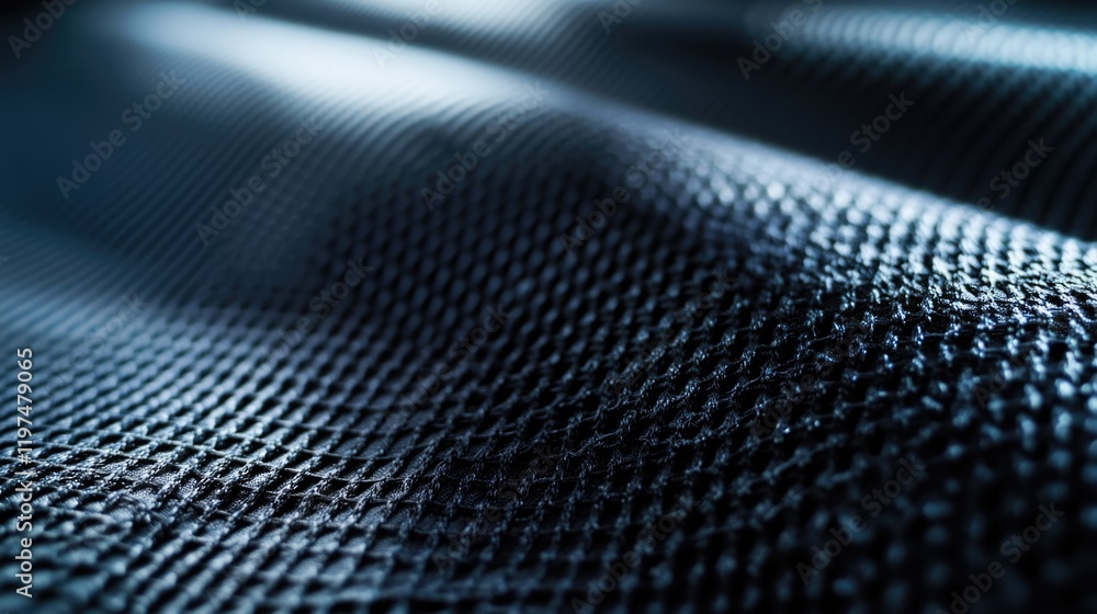 Close-up view of textured black fabric with subtle lighting and shadows Copy Space available Close-up view of textured black fabric with subtle lighting and shadows Copy Space available