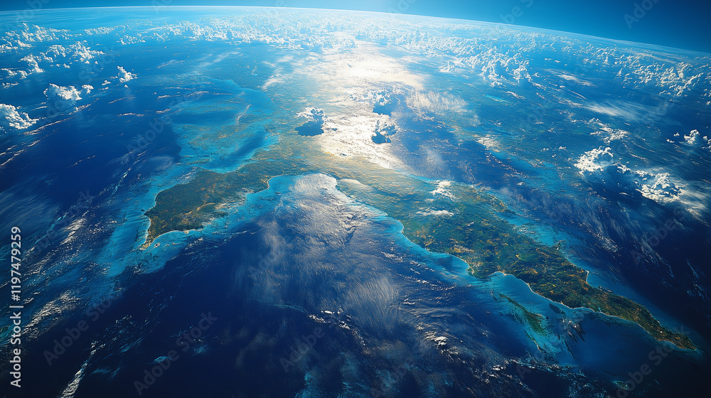 A satellite image of Earth’s equator, showing tropical rainforests, ocean currents, and weather systems in a dynamic, vibrant composition. A satellite image of Earth’s equator, showing tropical rainforests, ocean currents, and weather systems in a dynamic, vibrant composition.