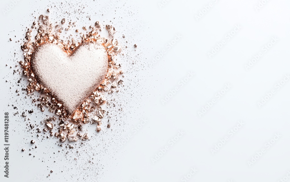 A delicate heart crafted from soft powder rests gracefully on a pristine white surface, symbolizing love's sweetness and purity. A delicate heart crafted from soft powder rests gracefully on a pristine white surface, symbolizing love's sweetness and purity.