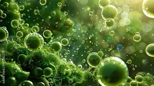 Wallpaper Mural Close-up view of vibrant green bacteria in a natural setting. Torontodigital.ca